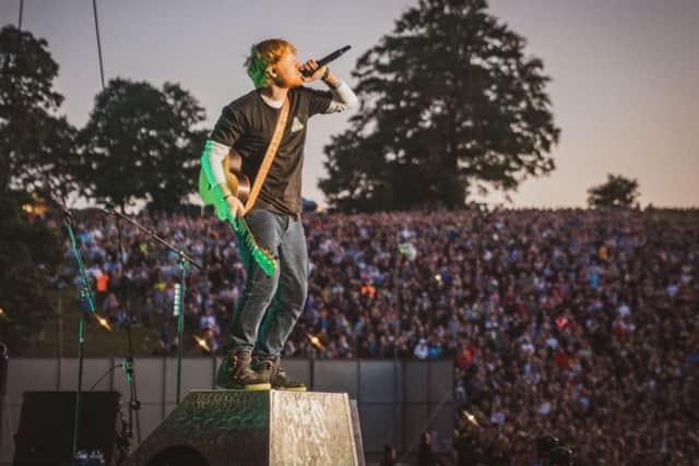 Ed Sheeran performs at Roundhay Park, Leeds, on Saturday night.
