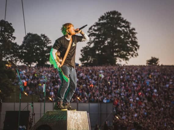 Ed Sheeran performs at Roundhay Park, Leeds, on Saturday night.