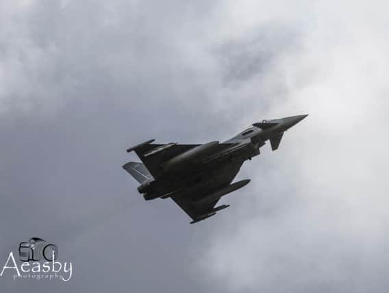 The RAF Typhoon over Leeds Bradford Airport (Photo and video: Andrew Easby).