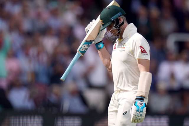 Ruled out: Australia's Steve Smith, leaving the pitch after being dismissed during day four of the Ashes Test at Lord's.