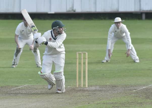 Gabriel Field, who made a late 32 for Kirkstall Educational in their one-wicket win over visitors Hall Park that took them to second spot in the second division standings. PIC: Steve Riding