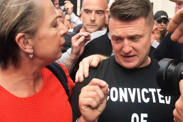 Stephen Yaxley-Lennon, better known as Tommy Robinson, outside the Old Bailey (PA).