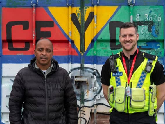 PC Mark Rothery with Lutel James at the Chapeltown Youth Development Centre.