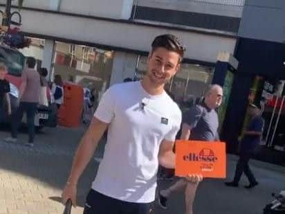 Love Island's Tom Walker was out and about on Briggate today.