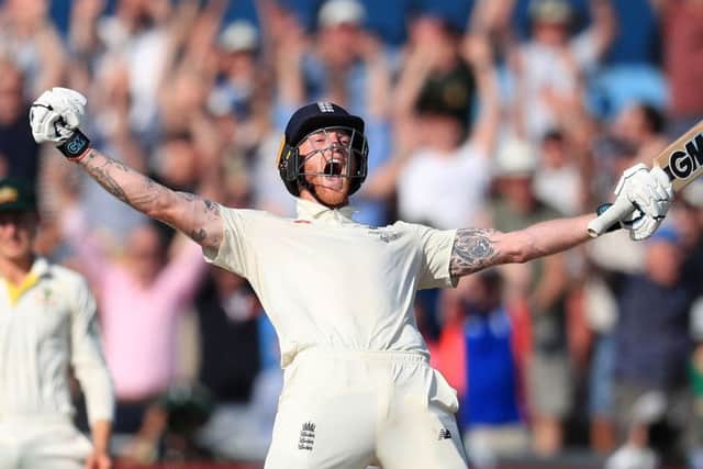 Ben Stokes celebrates England's win in the Headingley Test.