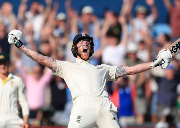 Ben Stokes celebrates England's win in the Headingley Test.