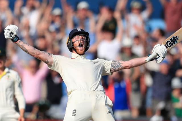 England's Ben Stokes celebrates winning the third Ashes Test match at Headingley, Leeds.