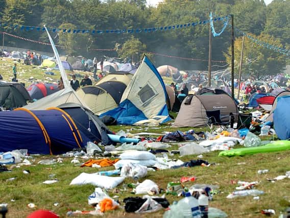 Rubbish left behind at a previous year's Leeds Festival