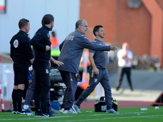 MASTERPLAN: Leeds United head coach Marcelo Bielsa during Saturday's 3-0 win at Championship hosts Stoke City.