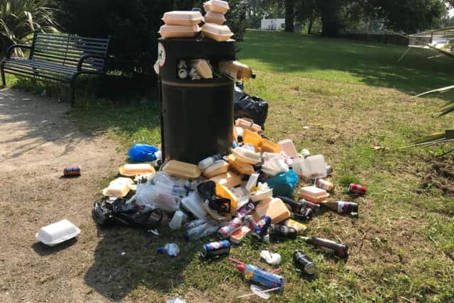 Most of the rubbish was concentrated around the bins in Potternewton Park.