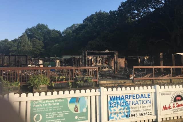The devastation left by the fire at the Ilkley cricket club (Photo: Barry Oldham)