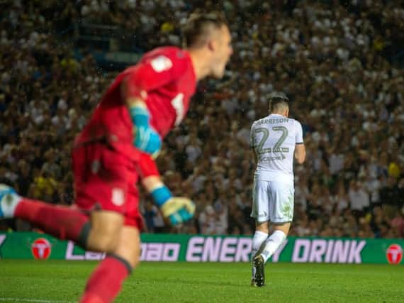Jack Harrison missed the fateful penalty, but his name reverberated around Elland Road as Leeds fans acclaimed their heroes. (Pic: Bruce Rollinson)