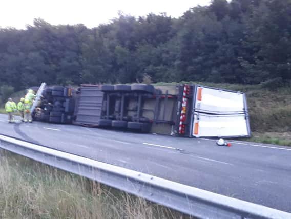 Traffic chaos on A64 after lorry overturns (Photo: Highways England)