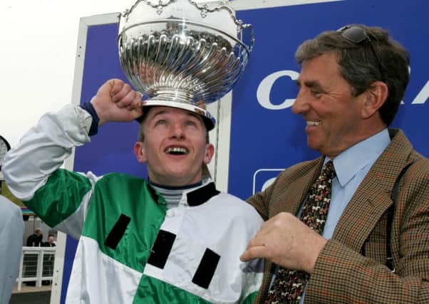 Ferdy Murphy and PJ McDonald celebrate the 2007 Scottish Grand National success of Hot Weld.