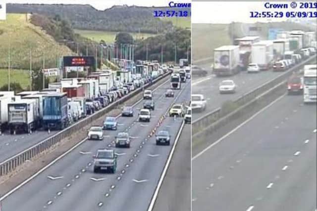 The scene of the crash on the M62. Photo: Highways England