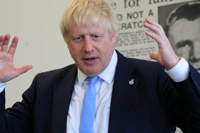 Prime Minister Boris Johnson at The Yorkshire Post's offices in Leeds. Pic:Chris Etchells