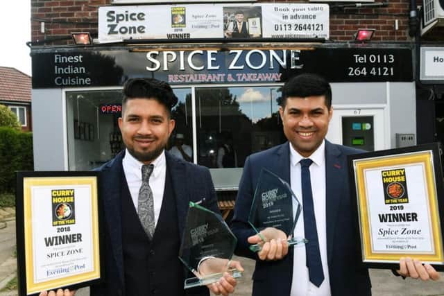 Winners of the Yorkshire Evening Post Curry House of the Year 2019 Spice Zone in Cross Gates. Shaber Ahmed, left, and Syed Jaber Ahmed.
Picture Jonathan Gawthorpe