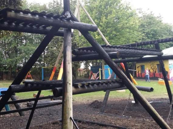 Arsonists targeted this playground in Wakefield. Photo provided by WYP Knottingley and Ferrybridge.
