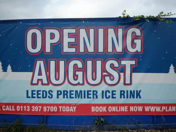 The sign on the Planet Ice Leeds ice rink.