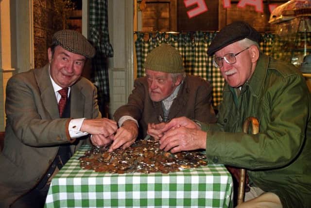Last of the Summer Wine (L-R) Peter Sallis (Clegg) Bill Owen (Compo) and Brian Wilde (Foggy). Picture: PA Wire.