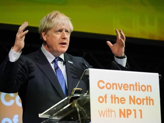 Boris Johnson speaking at the Convention of the North in Rotherham. Photo: Getty