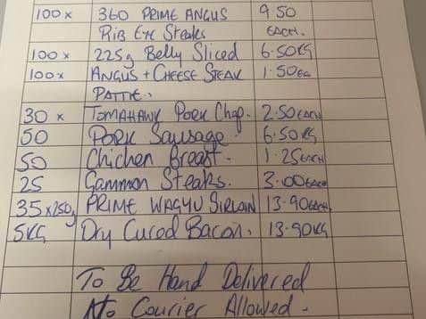 Fury's meet order from Bennett's Quality Butchers (Photos: Platform Press).