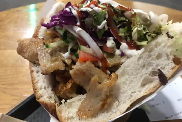 A doner kebab from Doner Shack in Trinity Kitchen, Leeds.