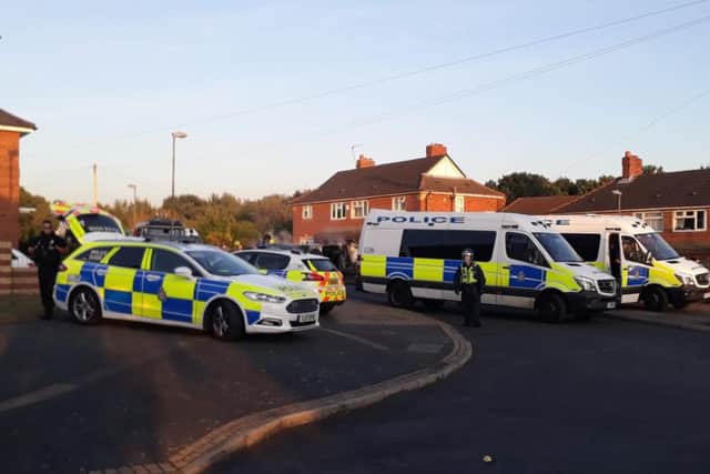 Police at Halton Moor on Thursday evening following reports of violence on Ullswater Crescent