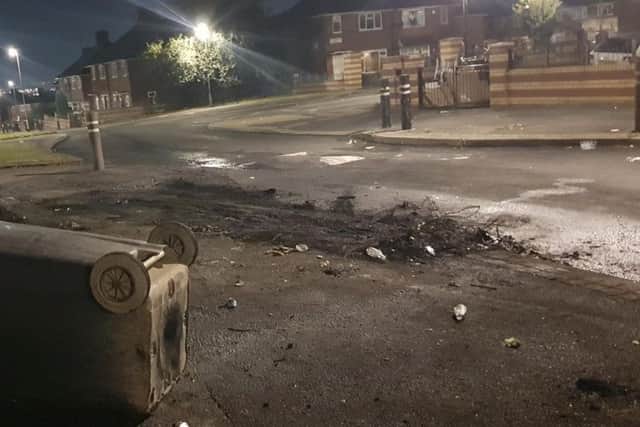 Debris left at scene of violence in Halton Moor