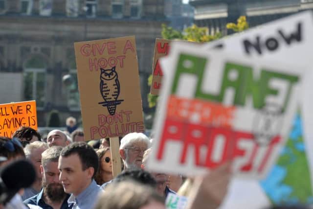 Climate Strike protest in Millennium Square in Leeds city centre.