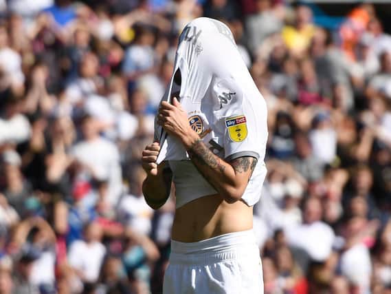 Leeds United playmaker Mateusz Klich following his penalty miss. (Getty)