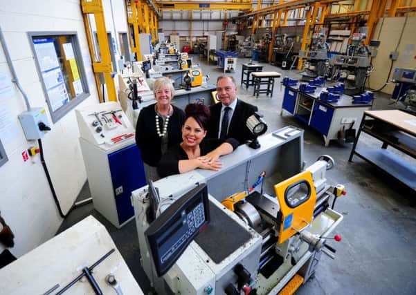 Anita Straffon (Deputy Chief Executive of Sheffield College), Rachel Topliss (Head of Employer Academy Partnerships) and Tony Goddard (Training Manager, Liberty Steel) are collaborating to deliver the Liberty Steel Female Engineering Academy at The Sheffield College's Olive Grove Campus. PHOTO: Simon Hulme.