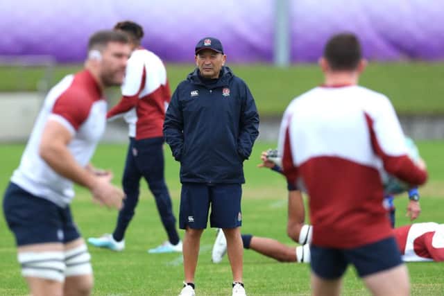 PREPARATION TIME: England head coach Eddie Jones looks on during a training session in Fuchu. Picture: Shaun Botterill/Getty Images