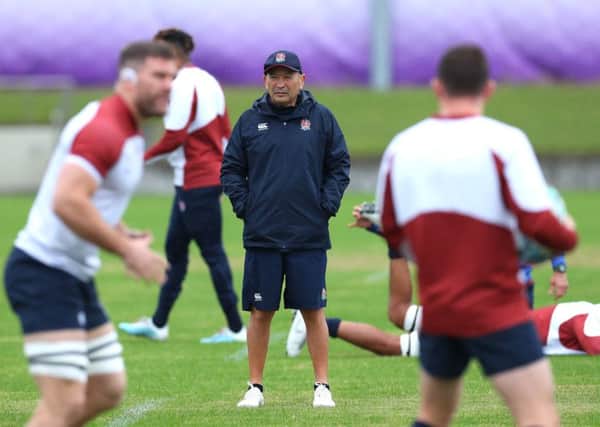 PREPARATION TIME: England head coach Eddie Jones looks on during a training session  in Fuchu. Picture: Shaun Botterill/Getty Images