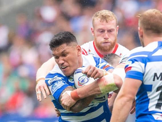 Wakefield Trinity have signed Adam Tangata, seen here in action for Halifax against St Helens in the Challenge Cup semi-final in July. (Allan McKenzie/SWpix.com)