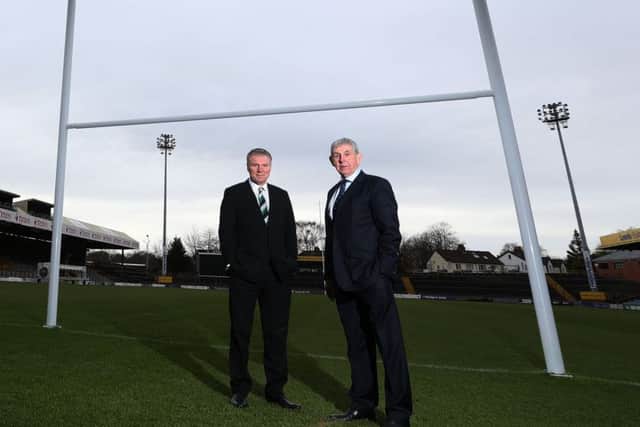 Happier times: Gary Hetherington, left, and Sir Ian McGeehan following a press conference to launch a new vision for rugby union in Yorkshire in 2014. Picture: Lynne Cameron/PA