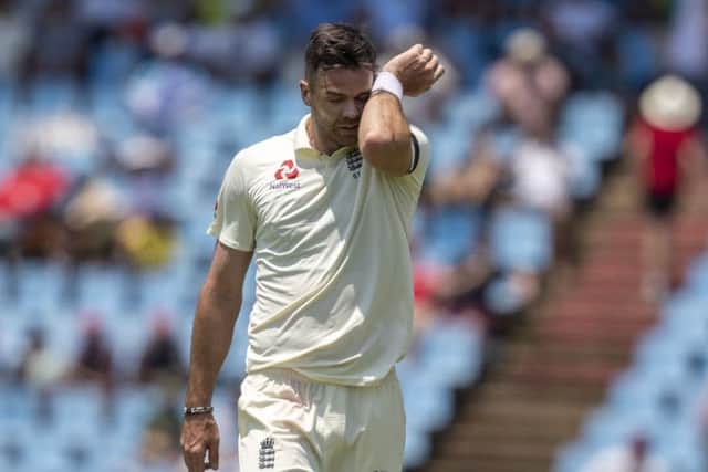 NO GO: England's bowler James Anderson in action during the first Test match against South Africa at Centurion Park. Picture: AP/Themba Hadebe