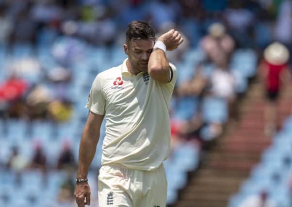 NO GO: England's bowler James Anderson in action during the first Test match against South Africa at Centurion Park. Picture: AP/Themba Hadebe