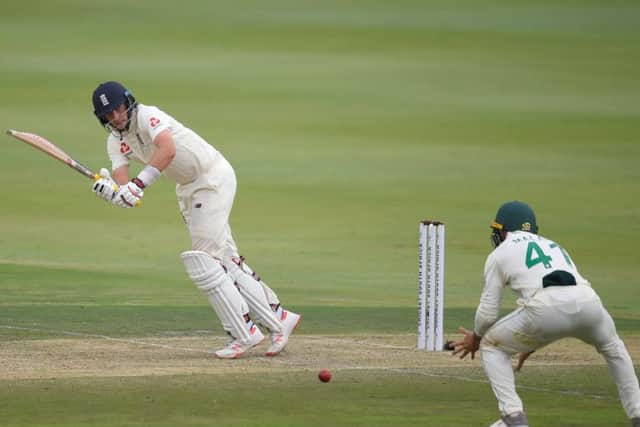 PUSHING ON: Yorkshires England Test captain Joe Root pushes one through the leg side on day one of the fourth Test in Johannesburg. Picture:  CHRISTIAAN KOTZE/Getty Images