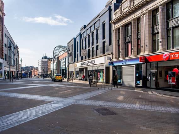 An empty Leeds city centre as people stay at home.