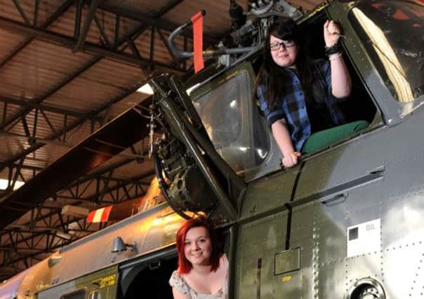 Chelsea and Charlotte Dresser, volunteers at Yorkshire Helicopter Preservation Group.