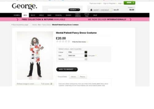 The costume on Asda's website