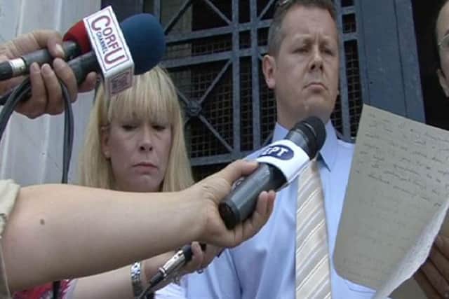 Paul Wood, stepfather, and Sharon Wood, mother of Christianne Shepherd, seven, and her brother Robert, six, who were gassed to death in a holiday tragedy in Corfu.