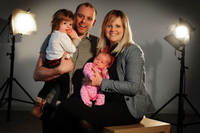 Film-makers Stewart and Katie Ross with their daughters  Molly-Mae and Lola. Picture by Tony Johnson