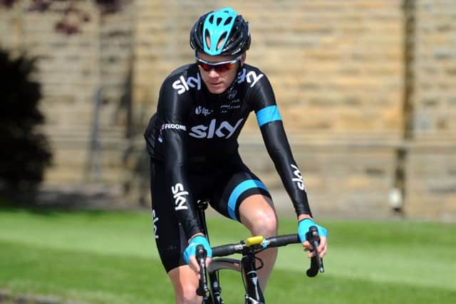 Team Sky cyclist Chris Froome at Rudding Park Hotel near Harrogate.