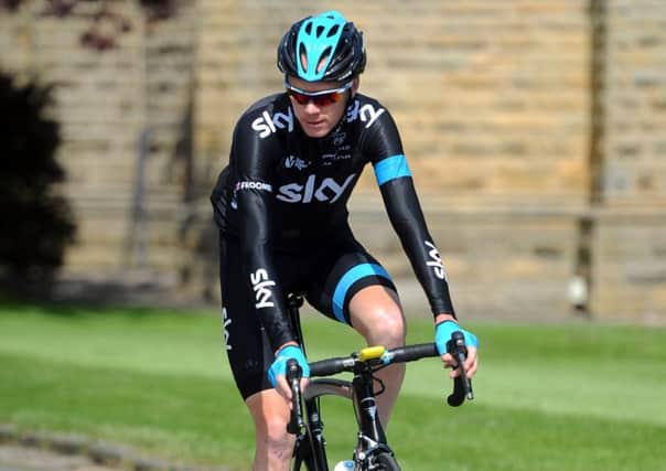 Team Sky cyclist Chris Froome at Rudding Park Hotel near Harrogate.