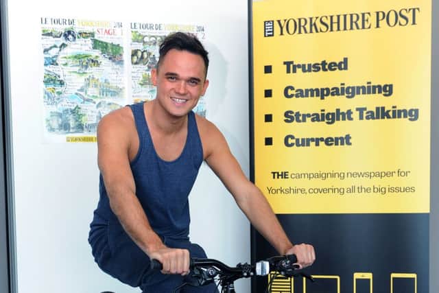 Gareth Gates takes part in an On Yer Bike! interview. Picture Jonathan Gawthorpe