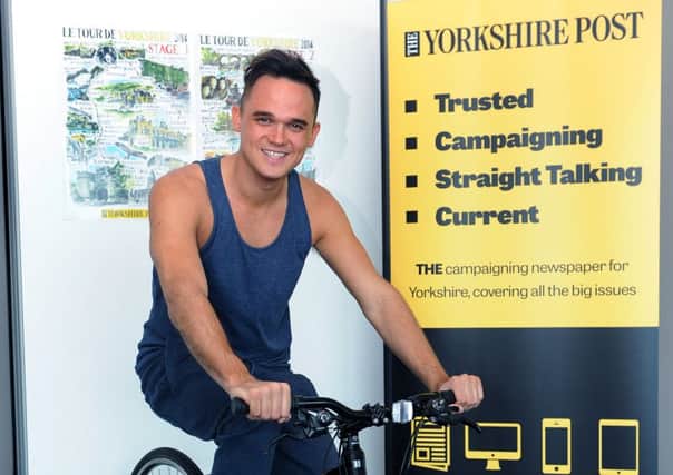Gareth Gates takes part in an On Yer Bike! interview. Picture Jonathan Gawthorpe