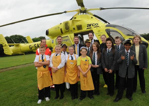 #YELLOWYORKSHIRE: The Yorkshire Air Ambulance visits Thornhill Academy. PIC: Scott Merrylees