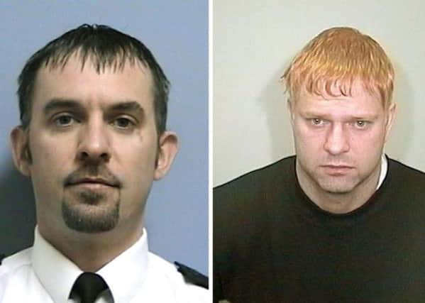 Pc Ian Broadhurst died after being shot during a routine check of a stolen vehicle in Leeds by David Bieber (right).
